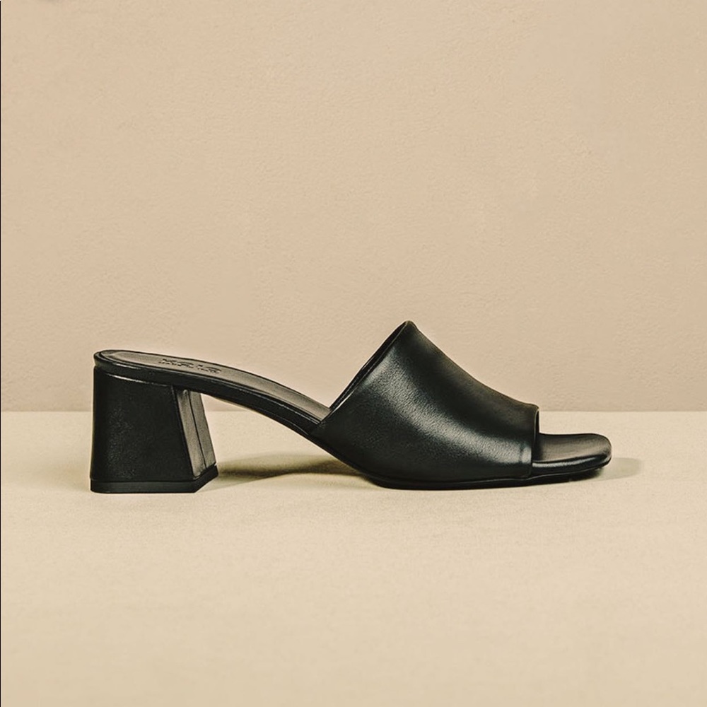 KOIO Italian leather black Amelia mules heels sandals